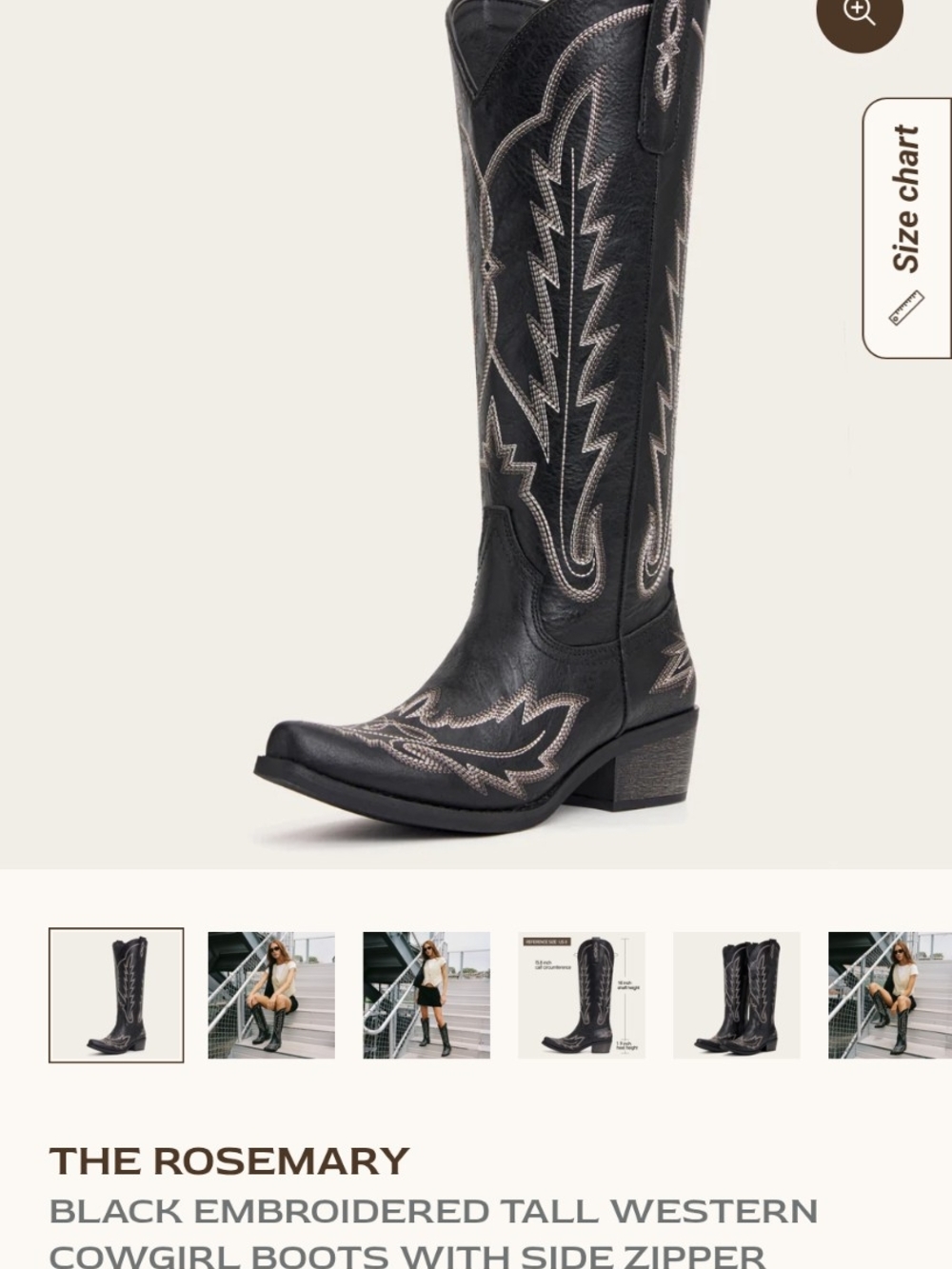 REDTOP The Rosemary
 Embroidered Tall Western Cowgirl Boots with Side Zipper